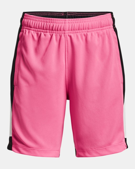 Girls' UA Baseline Shorts, Pink, pdpMainDesktop image number 0